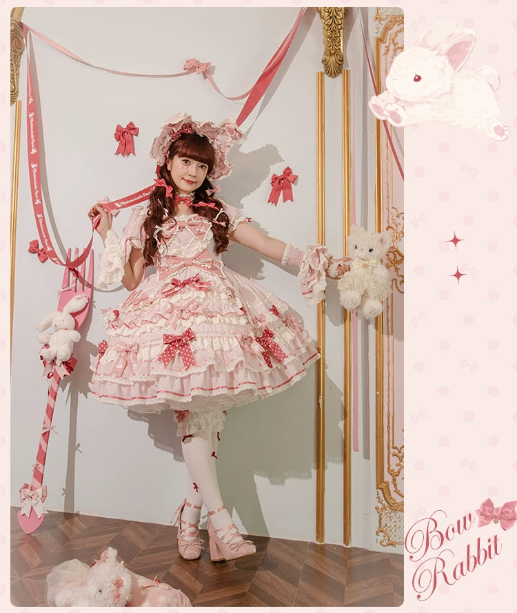 Mademoiselle Pearl~Bow Rabbit~IP Collab Sweet Lolita OP in Multiple Styles 43054:763693