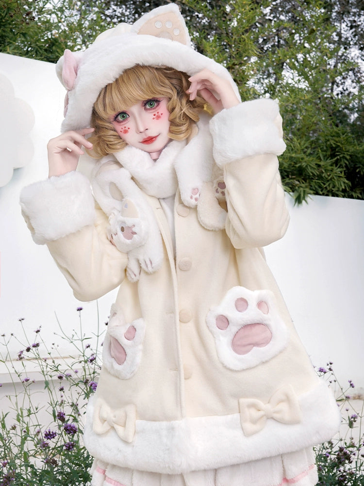 ZhiJinYuan~Calico Cat~Kawaii Lolita Plush Coat Lovely Warm Winter Coat