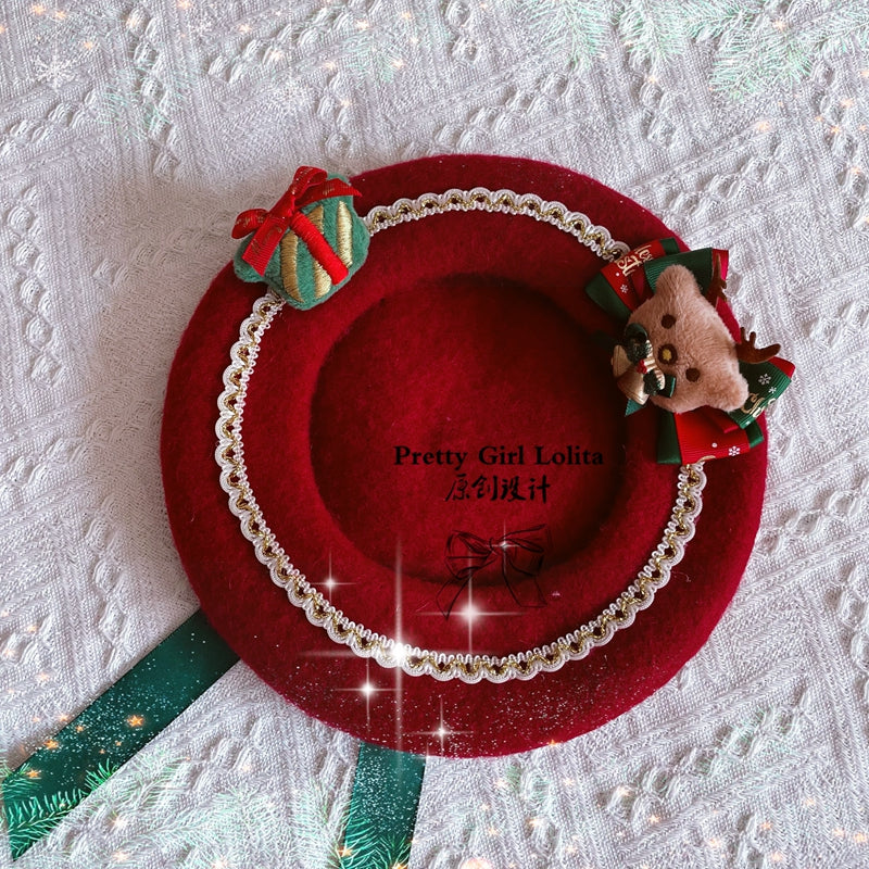 Pretty Girl Lolita~Sweet Lolita Christmas Kids Adult Accessories child beret(head circumference 50-54cm)  