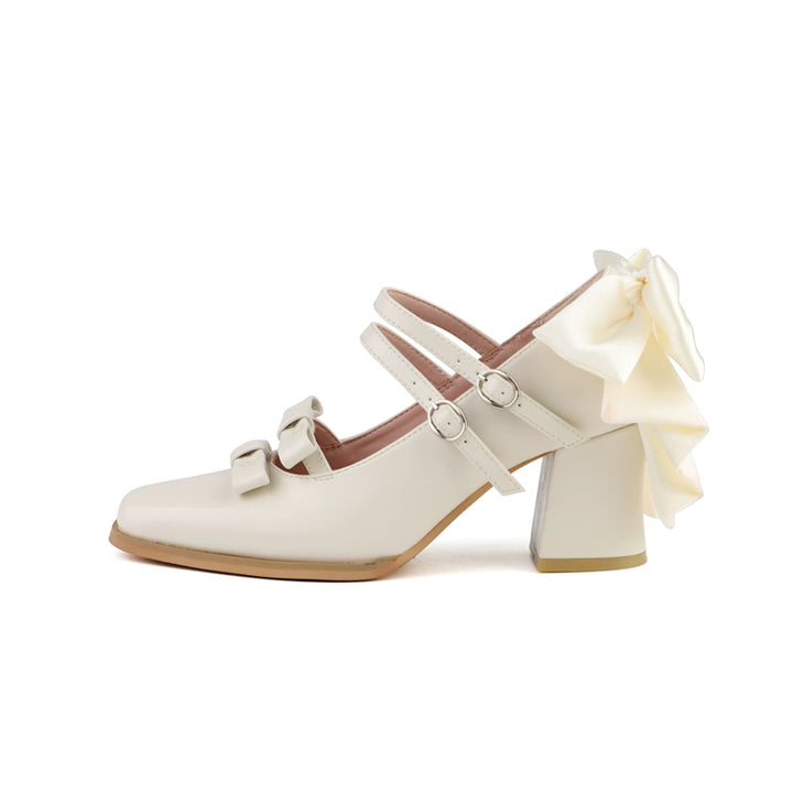 MODO~Magic Search~Sweet Lolita Shoes with Square Toe and Chunky Heel White 35