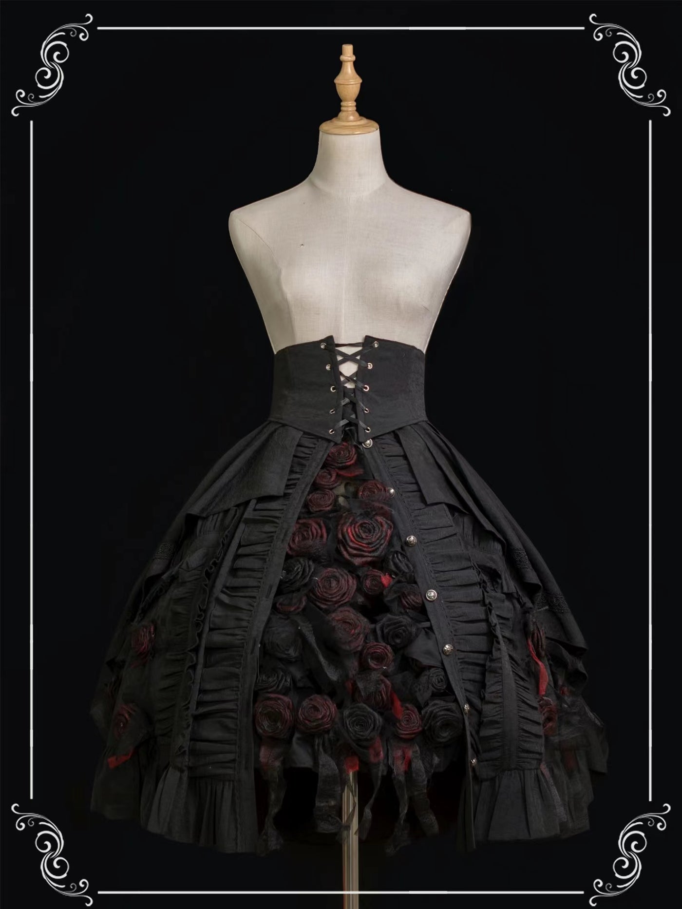 Sweet Dream~Elegant Lolita Wedding Bridal Birdcage SK free size black-red SK 
