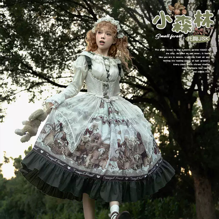 Spireme Cat~Small Forest~Classic Lolita JSK Dress Chest Support Printing Dress   