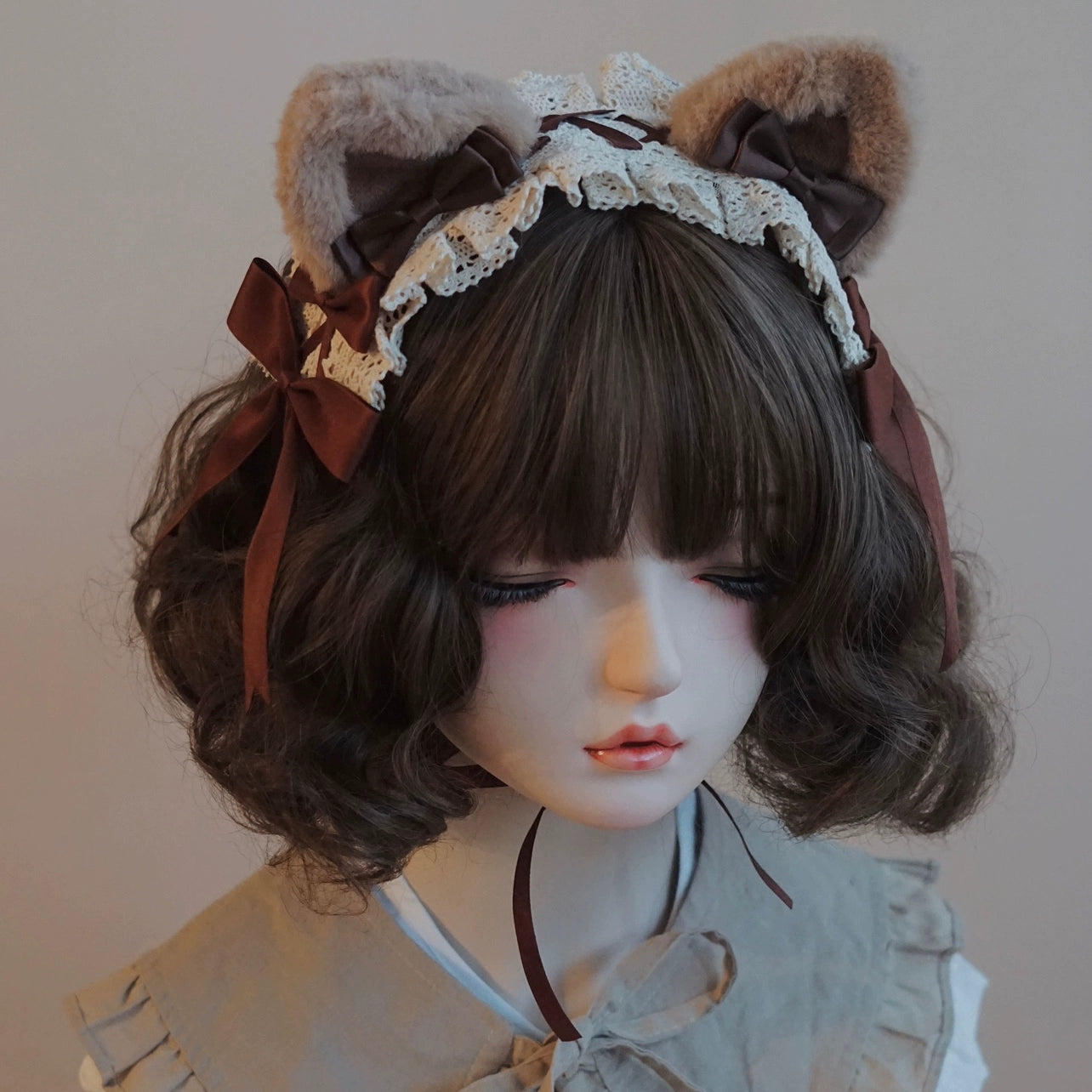 (BFM)Besozealous~Handmade Lolita KC Animal Ear Coffee Hairband 1 Brown Cat Ear Hairdband  