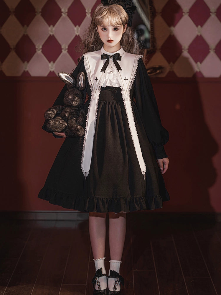 Sweet Date - Gothic Lolita Dress Black Nun OP for Halloween S black