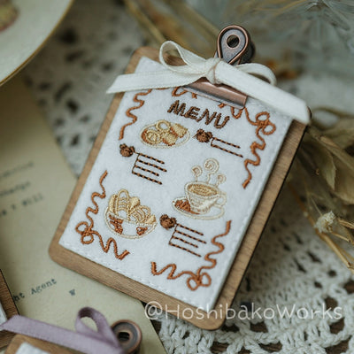 Star Box Design~Kawaii Lolita Embroidery Woodgrain Menu Brooch   