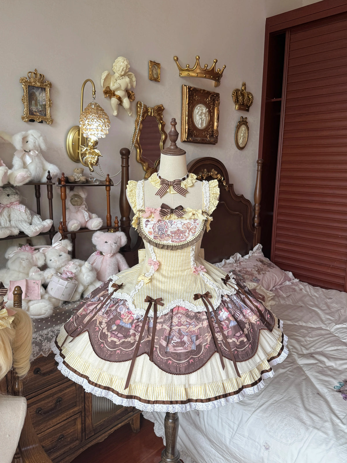Sunset Ferris Wheel - Sweet Lolita JSK Dress Set, Amusement Park Print (L M S XL) 46036:873077