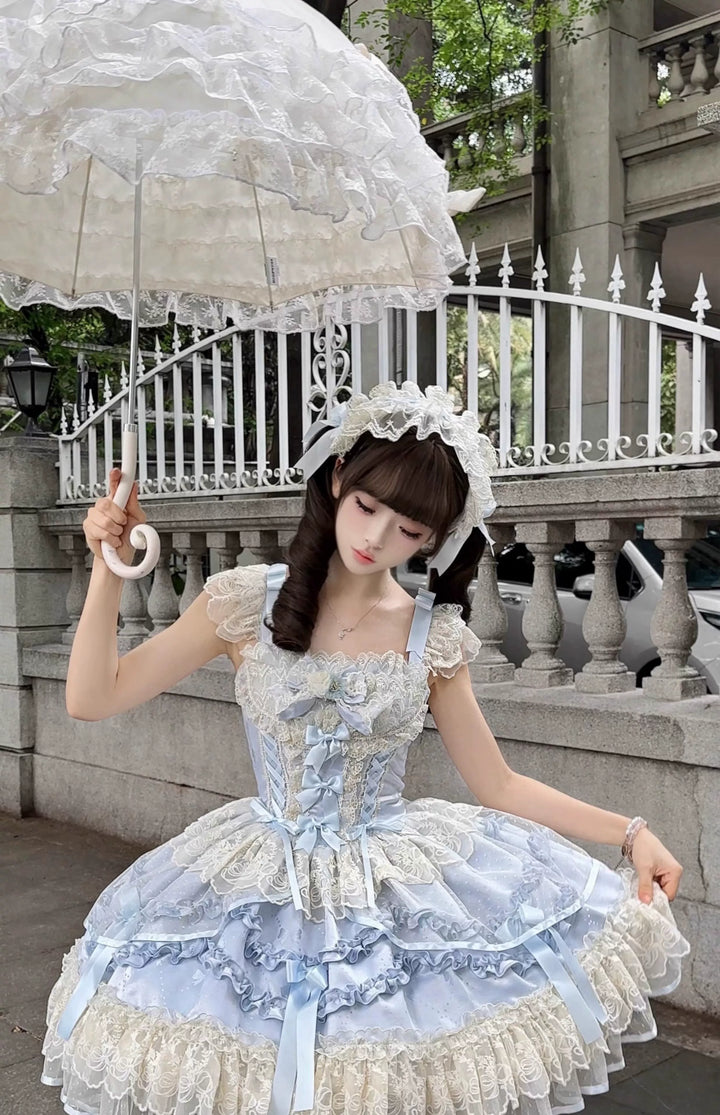Sugar Girl~Dreamy Butterfly~Ballet-style Sweet Lolita JSK Dress With Large Bow Trailing 43046:763388