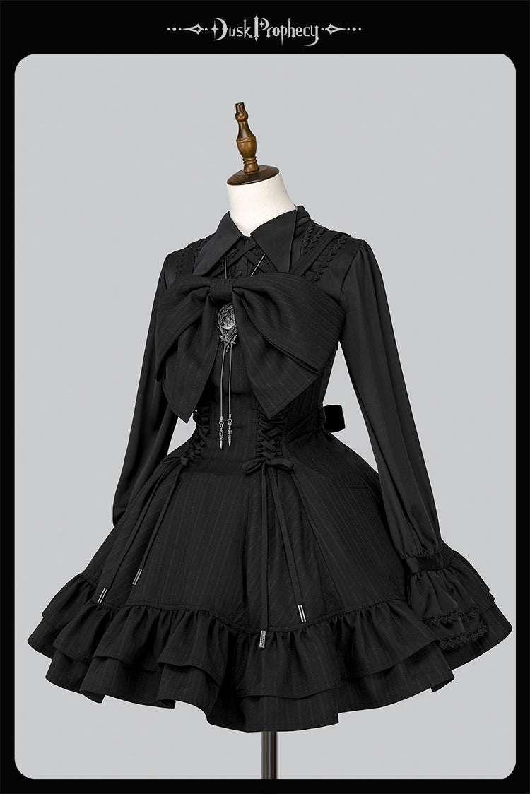 DuskProphecy - Heron - Classic Lolita Striped JSK Dress, Halter Neckline 44313:802896