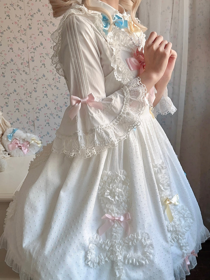 Vcastle~Sweet Crepes~Sweet Lolita Shirt with Princess Sleeves and Bow Chain