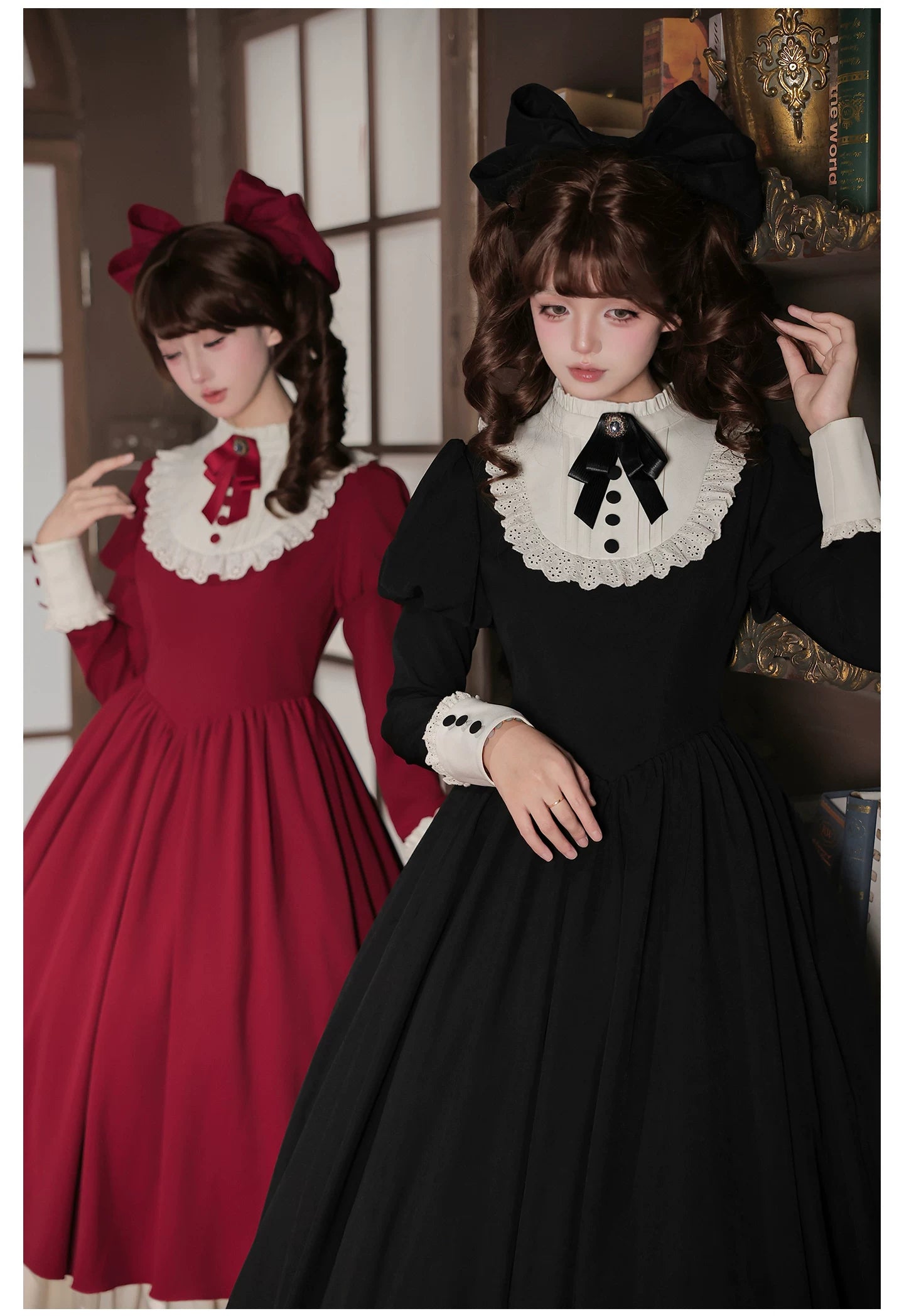 Miss Lita - Classic Lolita Maid OP Dress, Adjustable Flutter Sleeve Apron 45858:865775