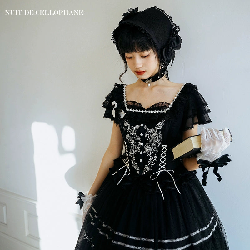 Nuit De Cellophane~Wild Swan~Classic Lolita Accessory Elegant Lolita Bag and Headdress