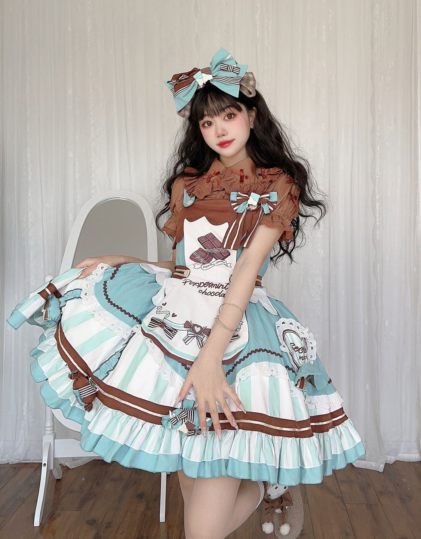 (Buyforme)Secret Mirror Whisper~Mint Chocolate and Strawberry Sweet Lolita JSK   