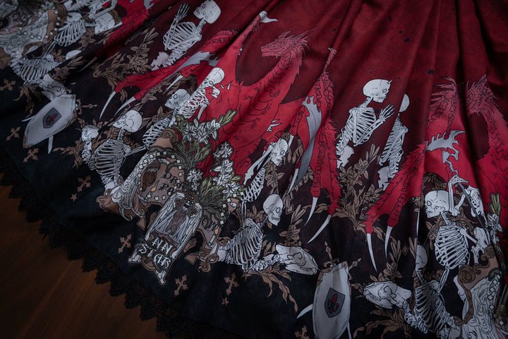 Nn Star - Dragon Bone Lily - Bone Printed Bust-Supporting Gothic Lolita JSK