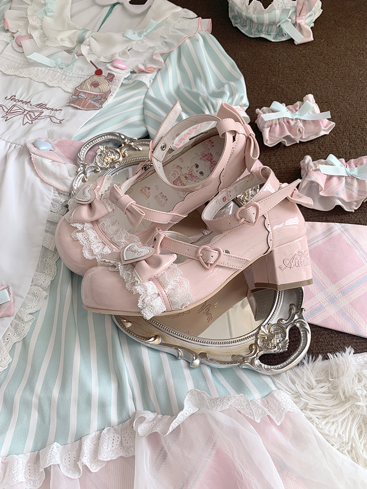 Aimee~Sakura~Sweet Lolita Heels Cute Mid-heel Mary Jane Shoes