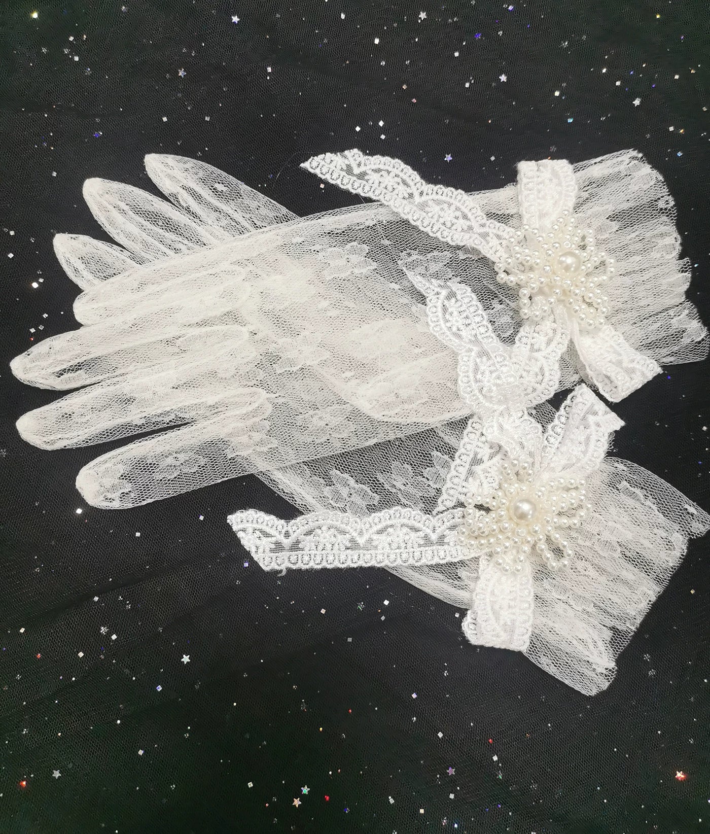 Waltz - Classic Lolita Accessories, Long Mesh Trailing (Black Burgundy Purple) 44836:825830