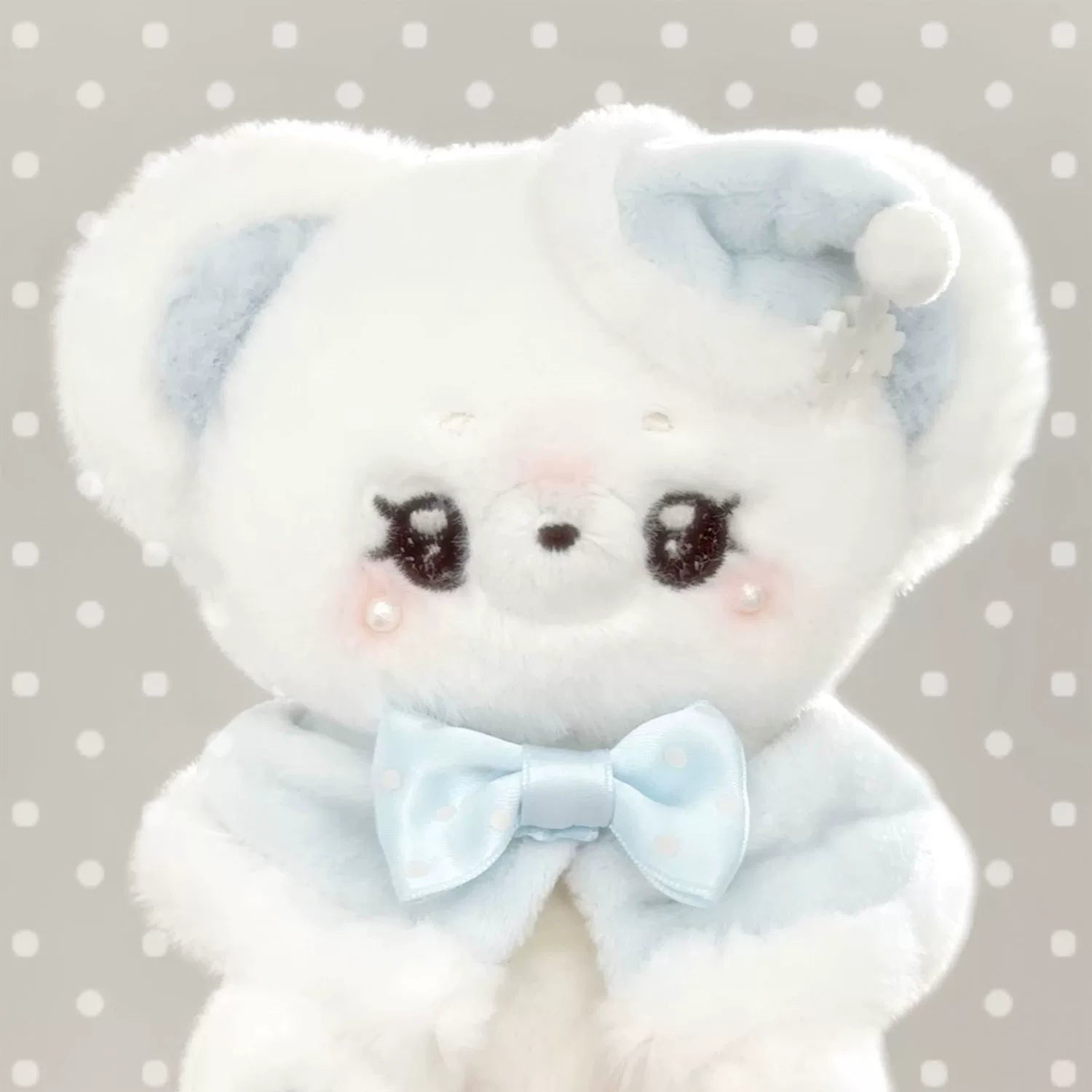 Kawaii Lolita Bear Bag Pendant, Soft Plush Snowflake White Only