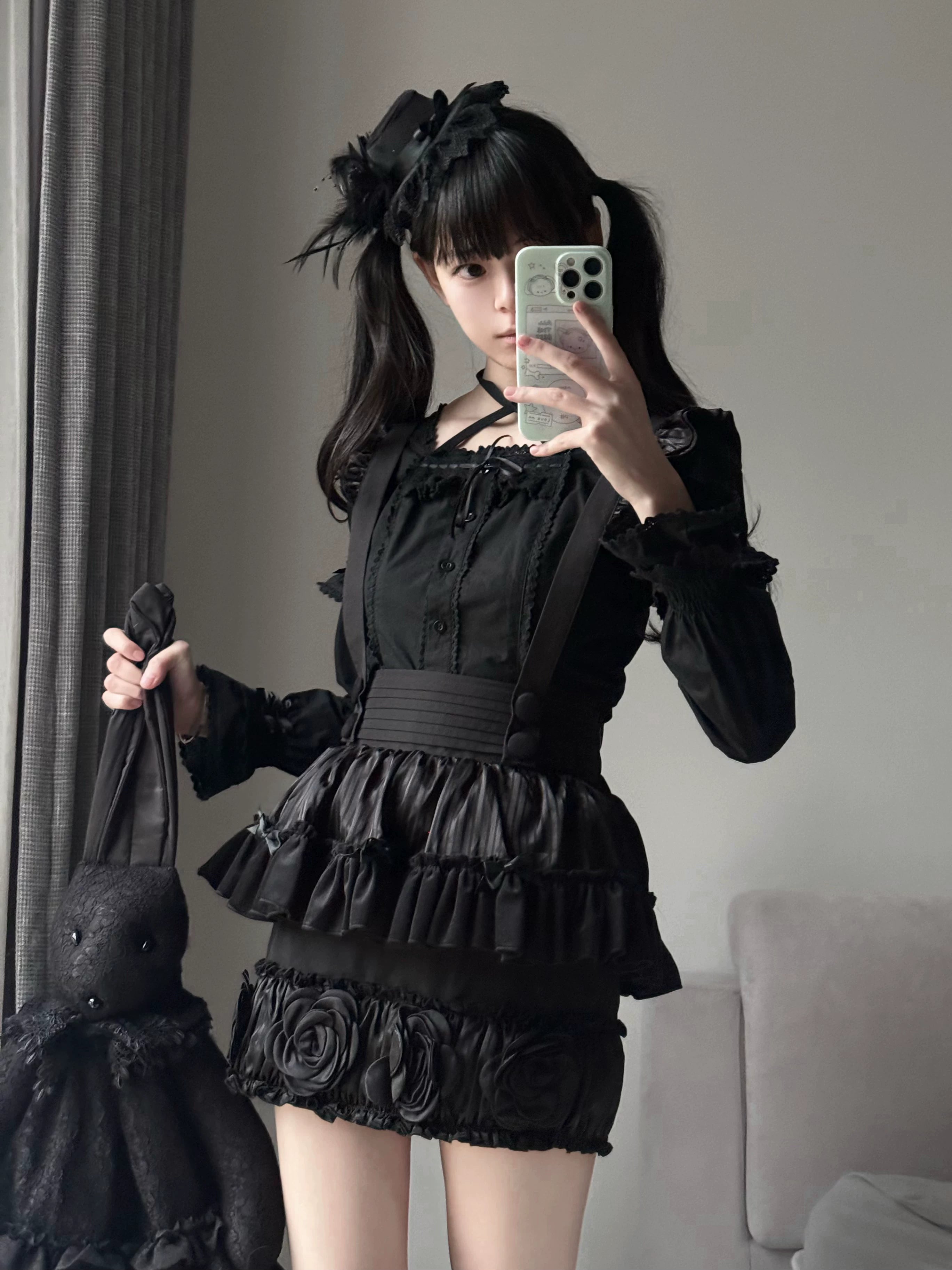 Haruhime Momoko - Old School Lolita Blue Cotton Blouse, Cross Halter Neck 45749:860731
