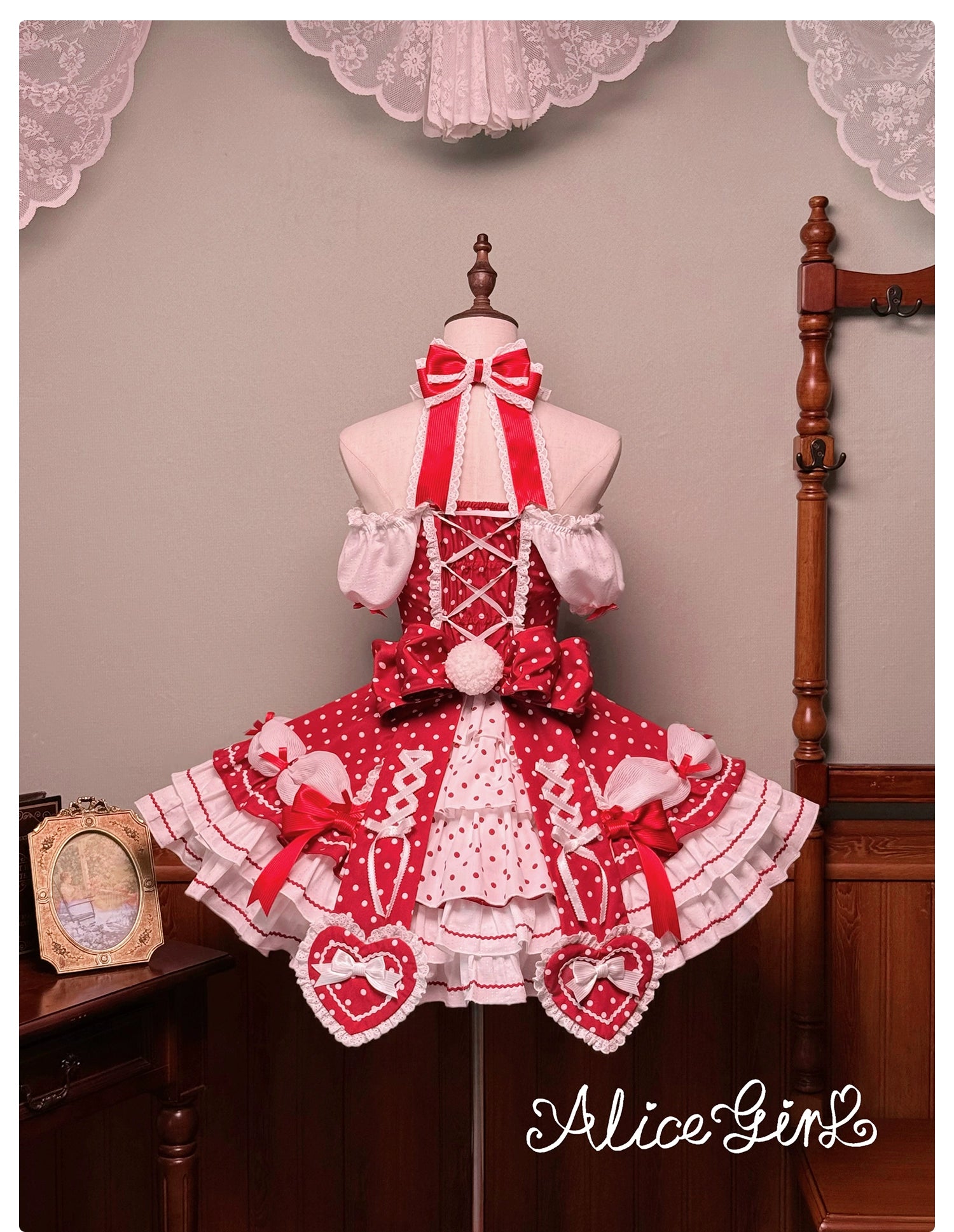 Alice Girl - Old School Polka Dots - Halter Neck Sweet Lolita OP Dress 43701:783557