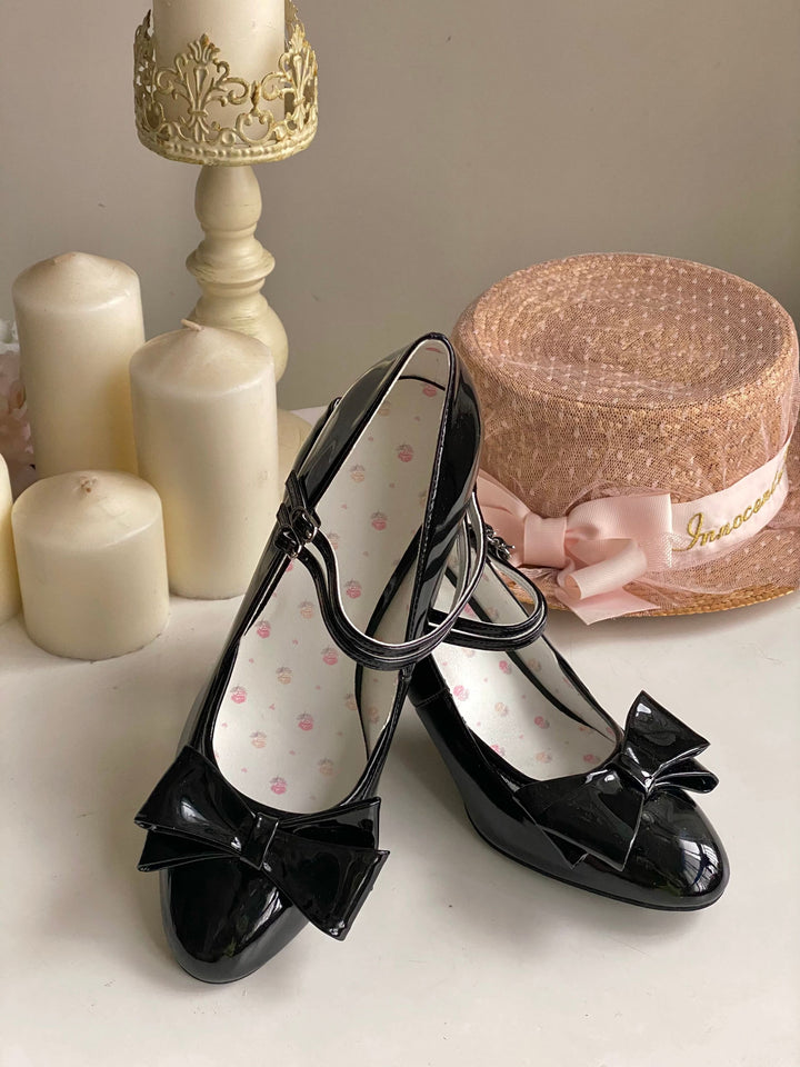 Pure Tea For Dream~Coco Sweet~Elegant Lolita Shoes Pointed Toe Heels with Bow 42298:740665