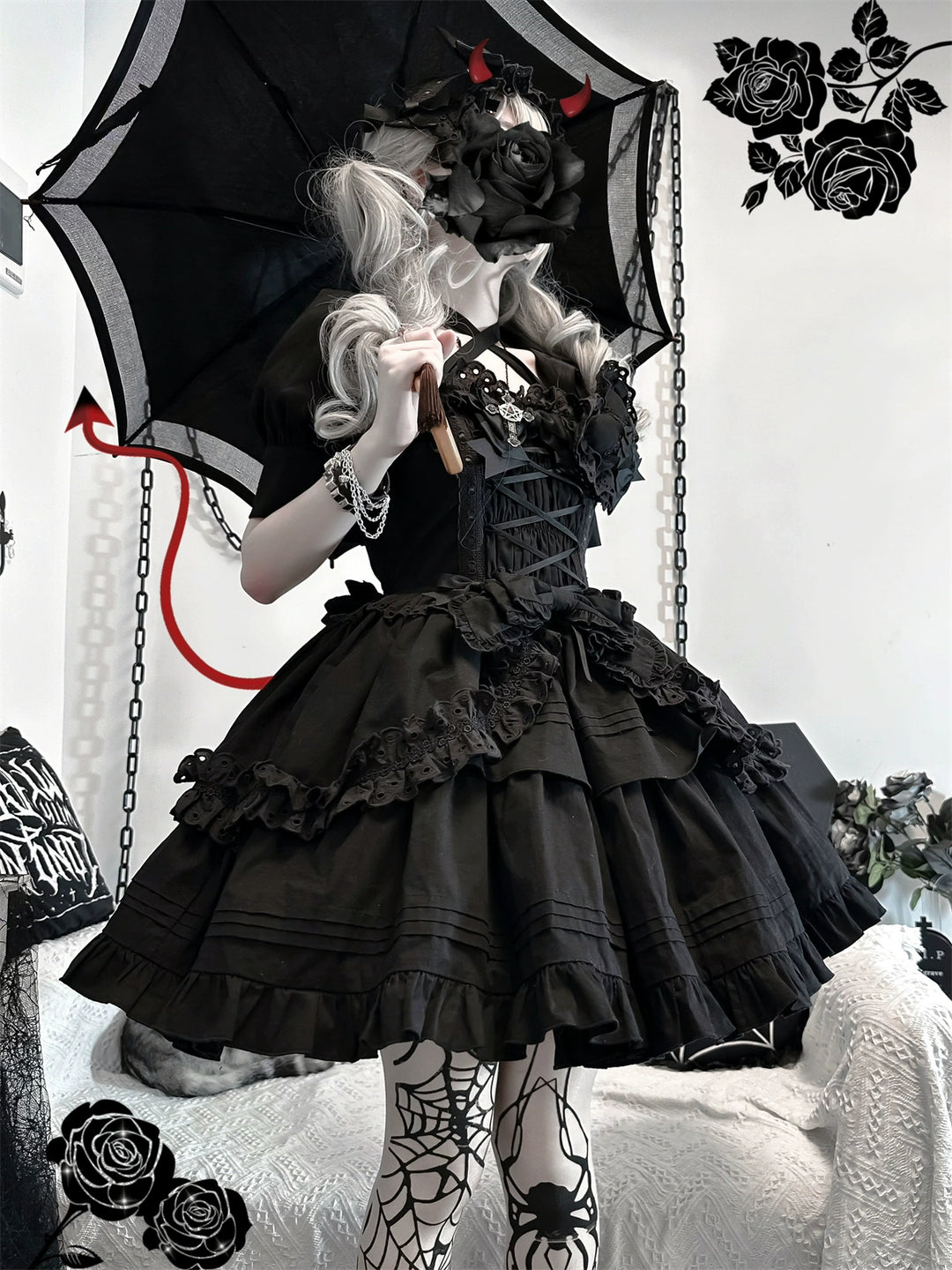 Dark Star Island~Halloween Gothic Lolita JSK Short Lolita Jumper Dress 39946:644470