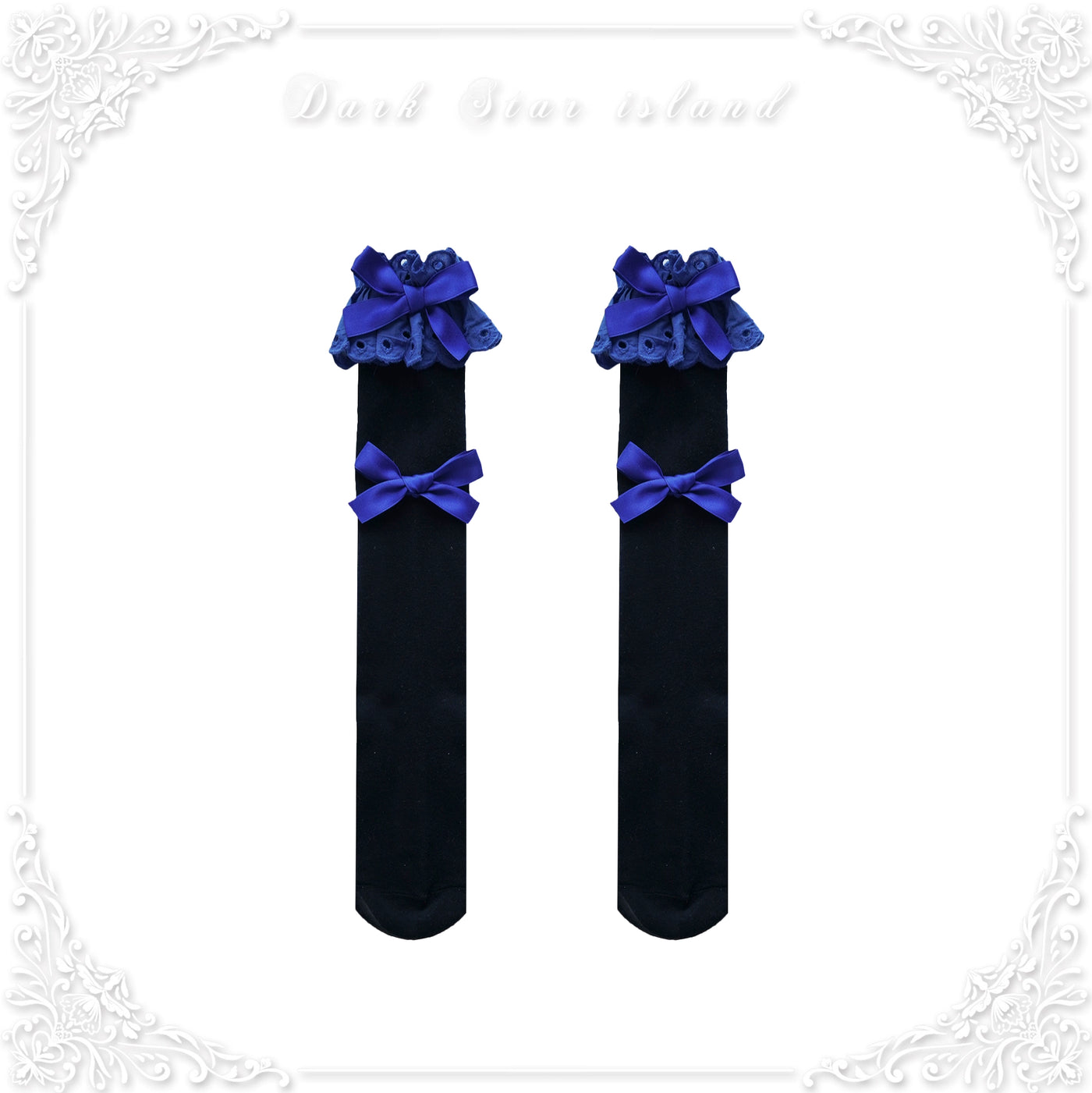 Dark Star Island~Cute Lolita Multi-Color Bow Cotton Socks Klein blue  