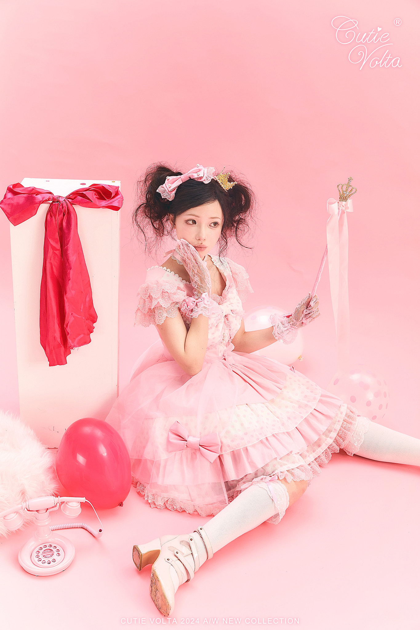 Candy Cottage - Old School Lolita Polka Dot Dress & Top Skirt Set 45522:851817