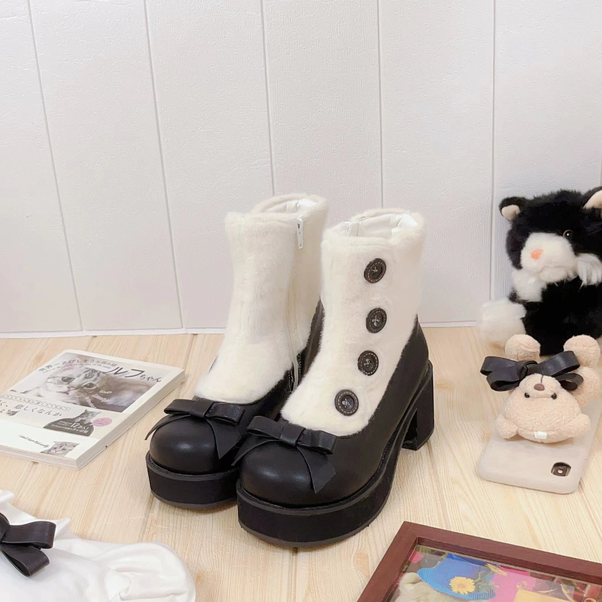 Dolly Doll~Winter Lolita Boots Fur Mary Jane Lolita Low Heel Shoes 32674:403418