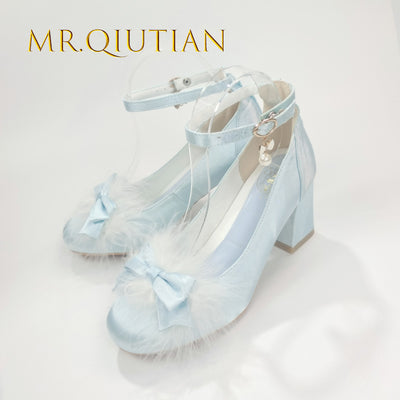 MR.Qiutian~Spring Velvet~Elegent Lolita Shoes JK Princess Shoes for Sring 35 Blue 