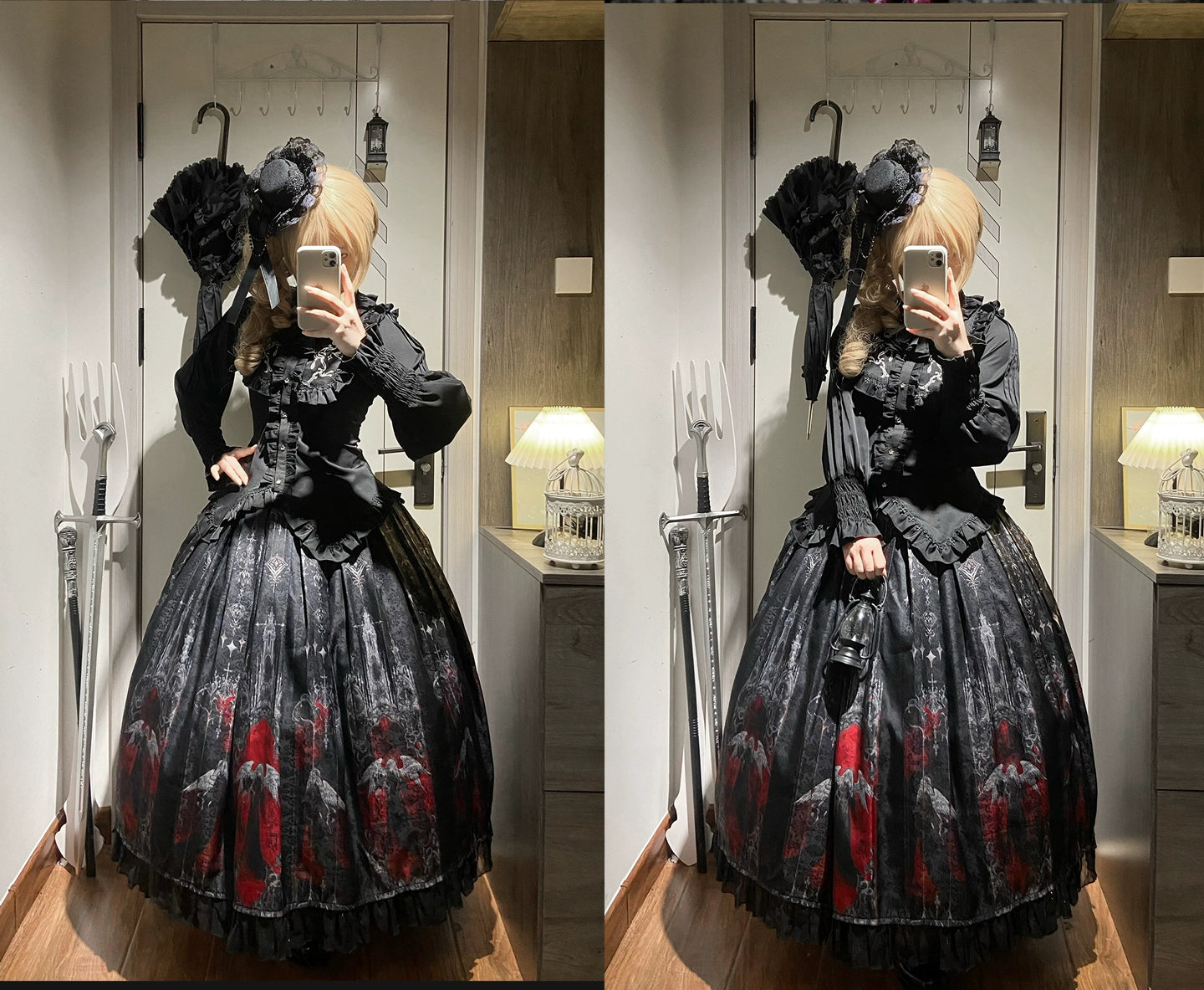 Luoluan Lolita - Fallen Angel - Printed Gothic Lolita Skirt Outfit 43909:788858