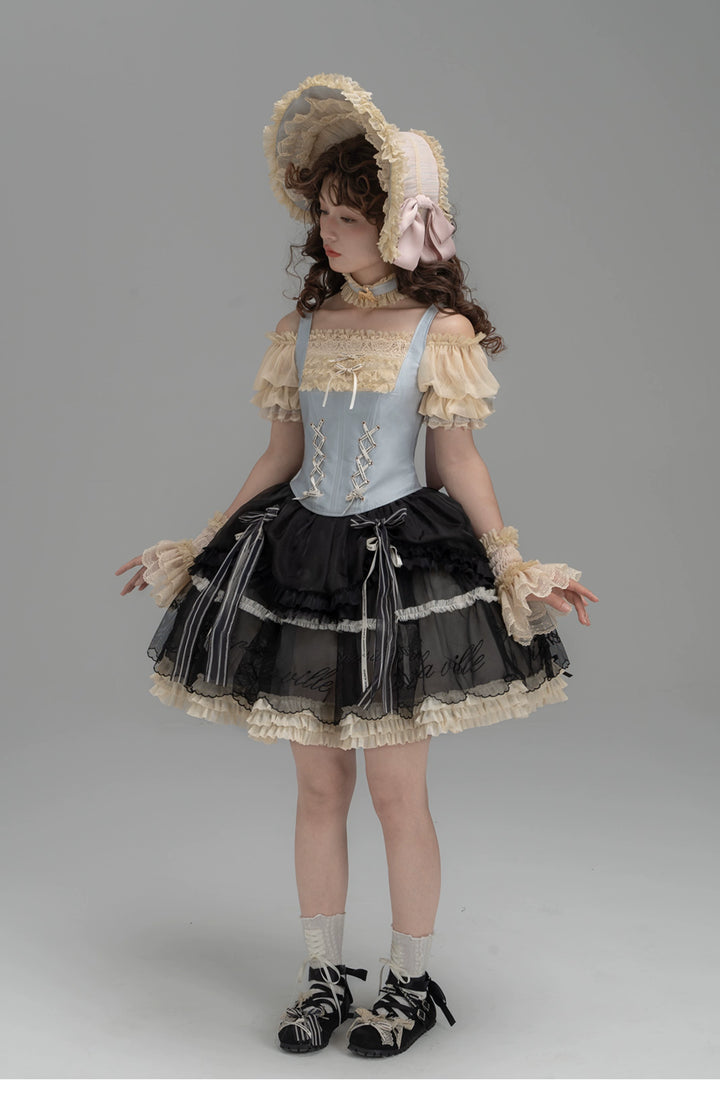 JS Lolita~Paris Holiday~Elegant Lolita Skirt Set French Lolita Corset Set   