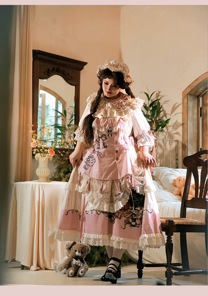 NanShengGe~Girl's Story Book~Plus Size Sweet Lolita OP Dress Two-piece Dress Suit 40704:673350