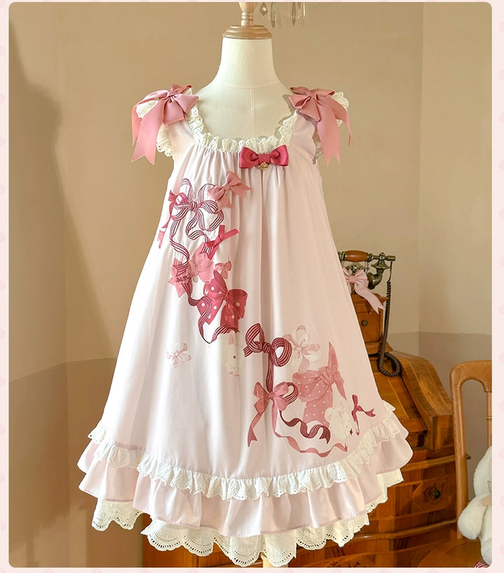 Mademoiselle Pearl~Bow Rabbit~IP Collab Sweet Lolita OP in Multiple Styles 43054:763906