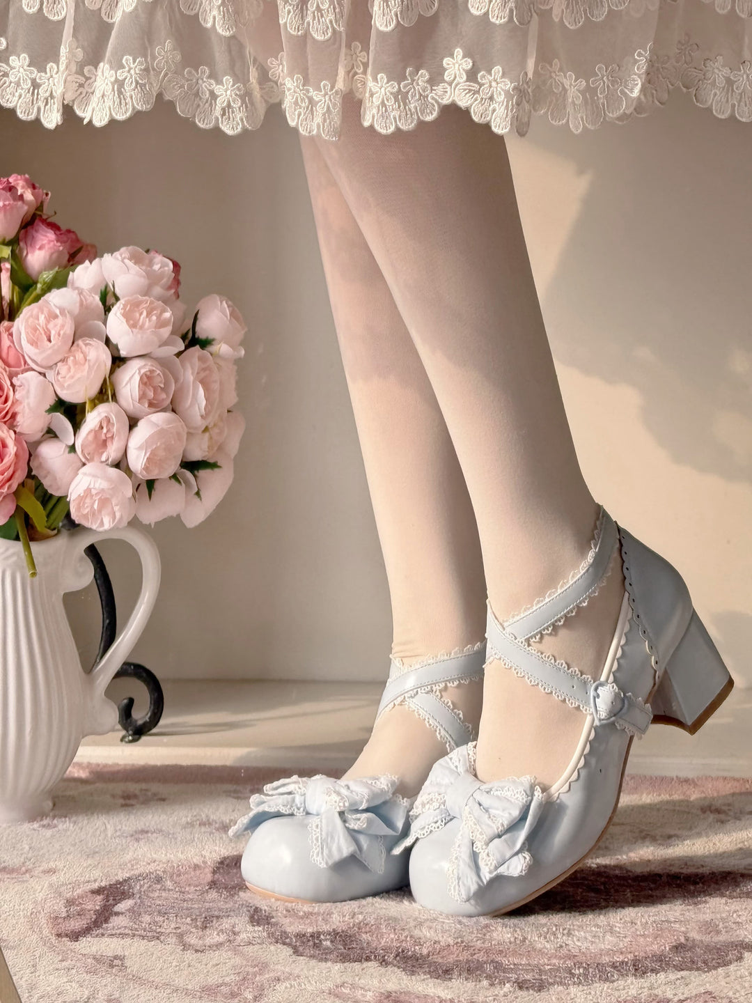 Pure Tea For Dream~Cotton Cutie~Sweet Lolita Shoes Low and Medium Heel Shoes with Bow