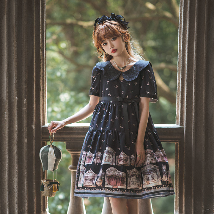 Magic Tea Party~elegant Lolita A-Line Printing OP Dress   