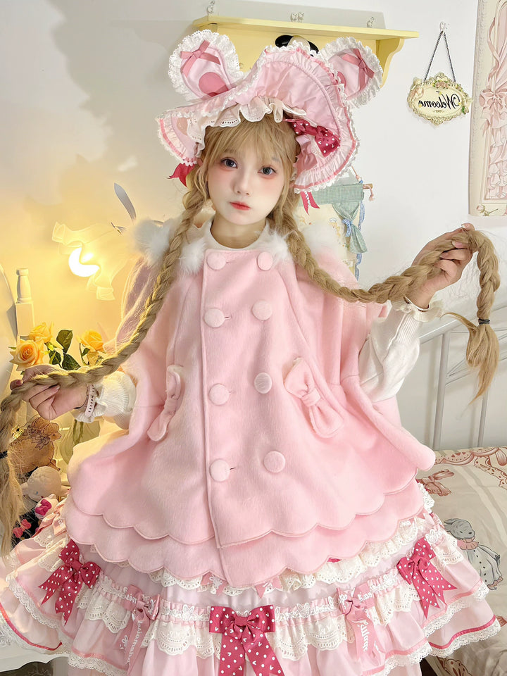 Yayizi~Sweet Lolita Cape Winter Plush Lolita Coat 41364:691374