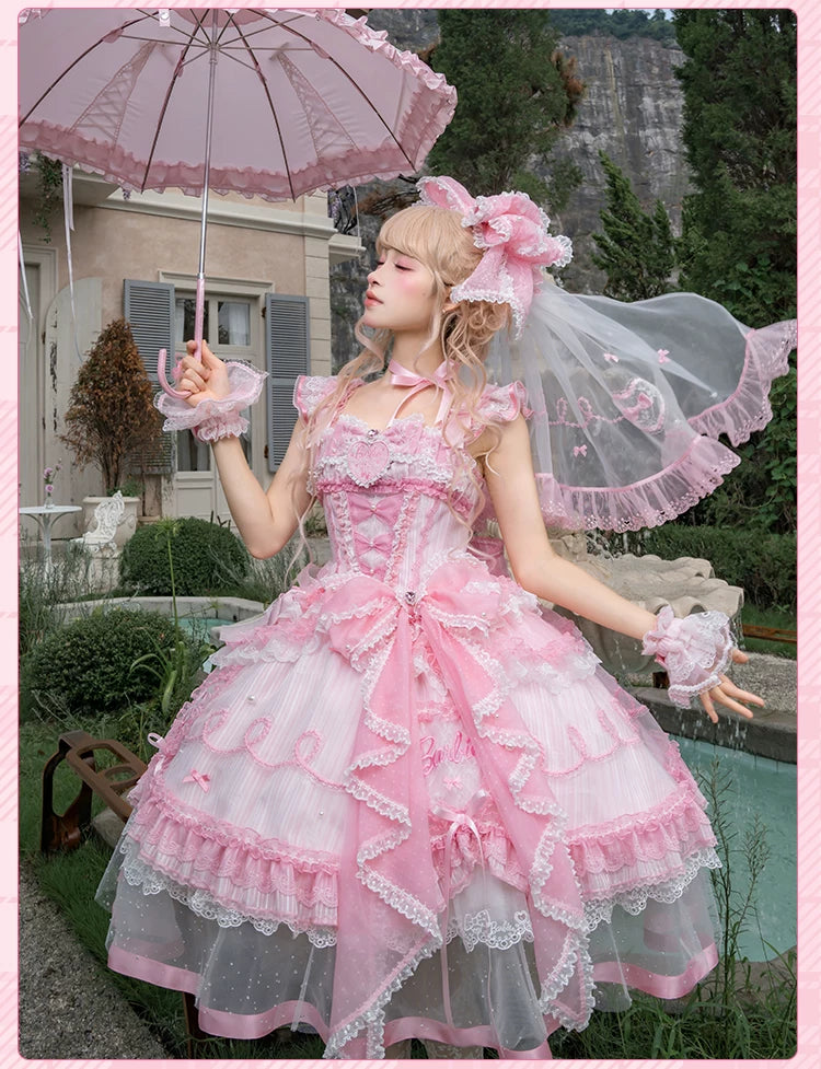 Blossom Daydream - IP Collab Sweet Lolita Dress Set, Pearl Plaid 45899:867271