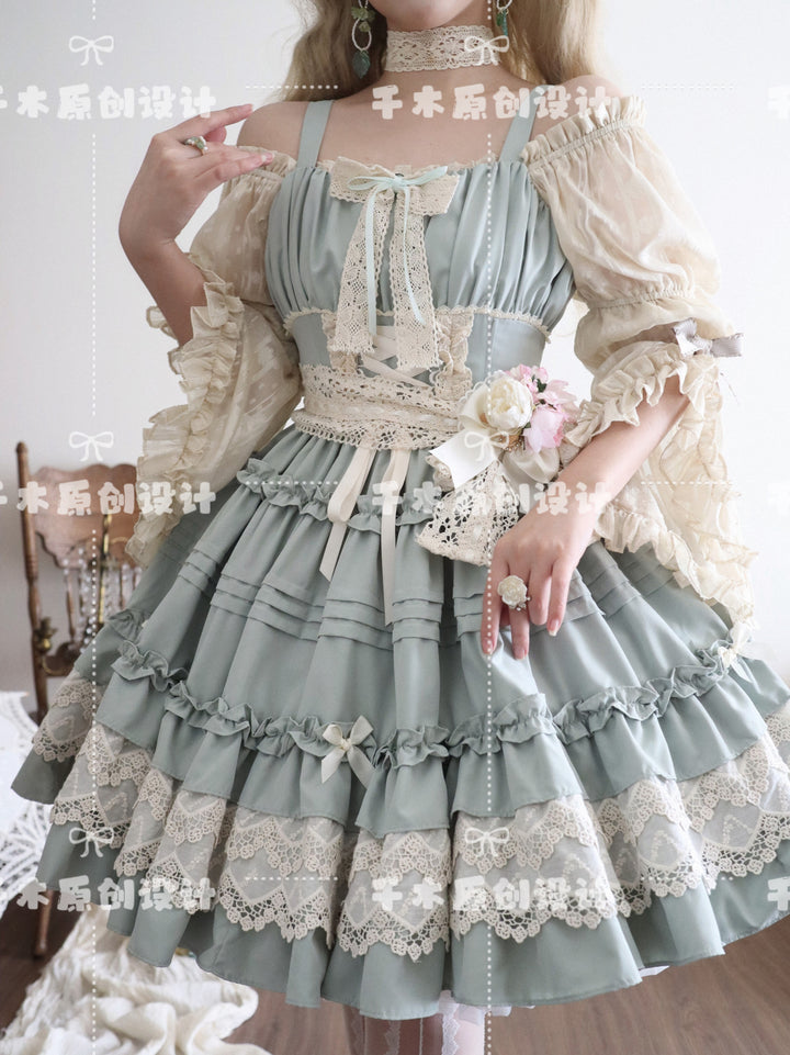 Qianmu~Vivian~Sweet Lolita JSK Doll Lolita Tiered Ruffles Dress 42398:738778