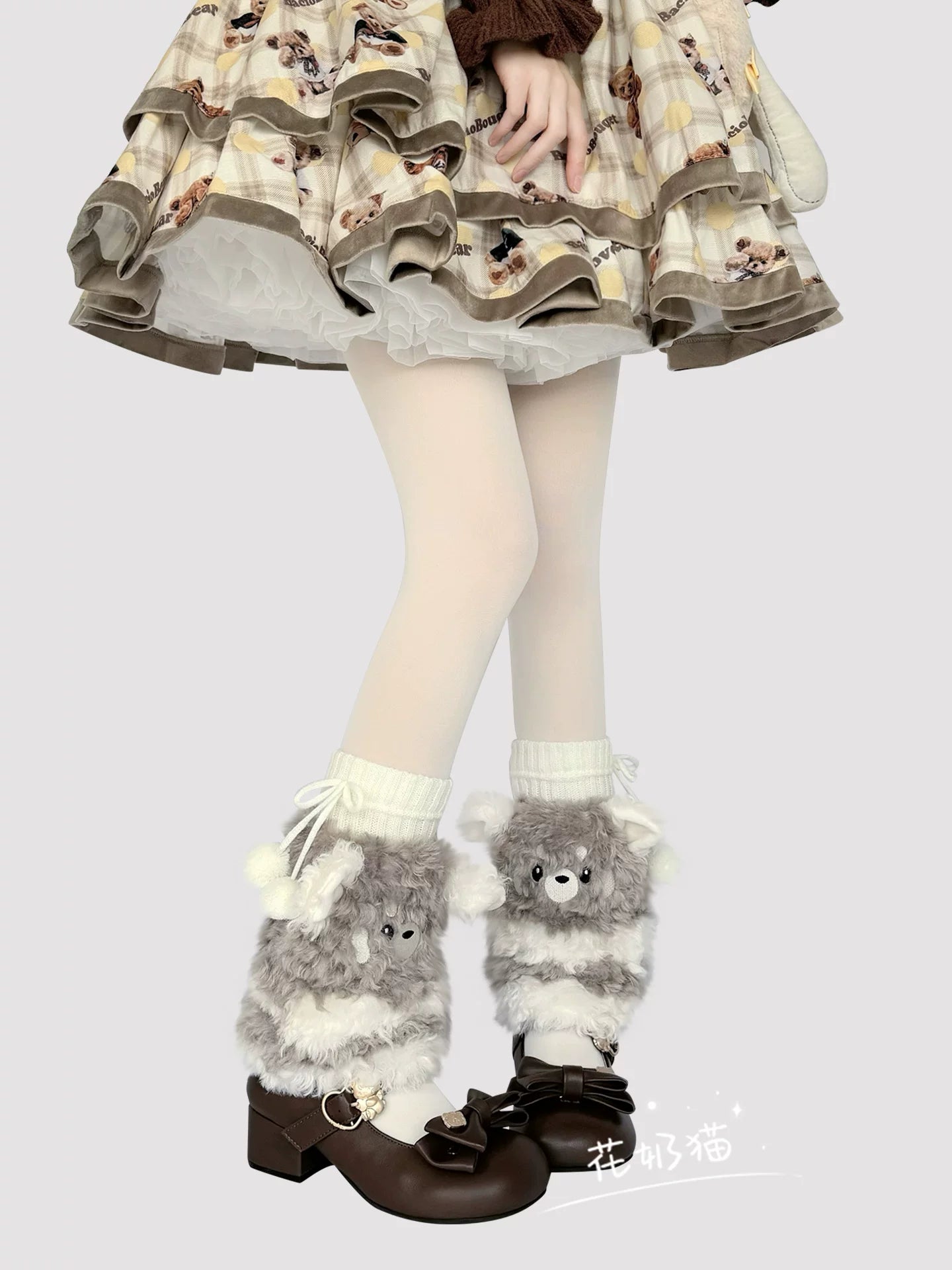 Plush Winter Kawaii Lolita Leg Warmers, Bear-shaped