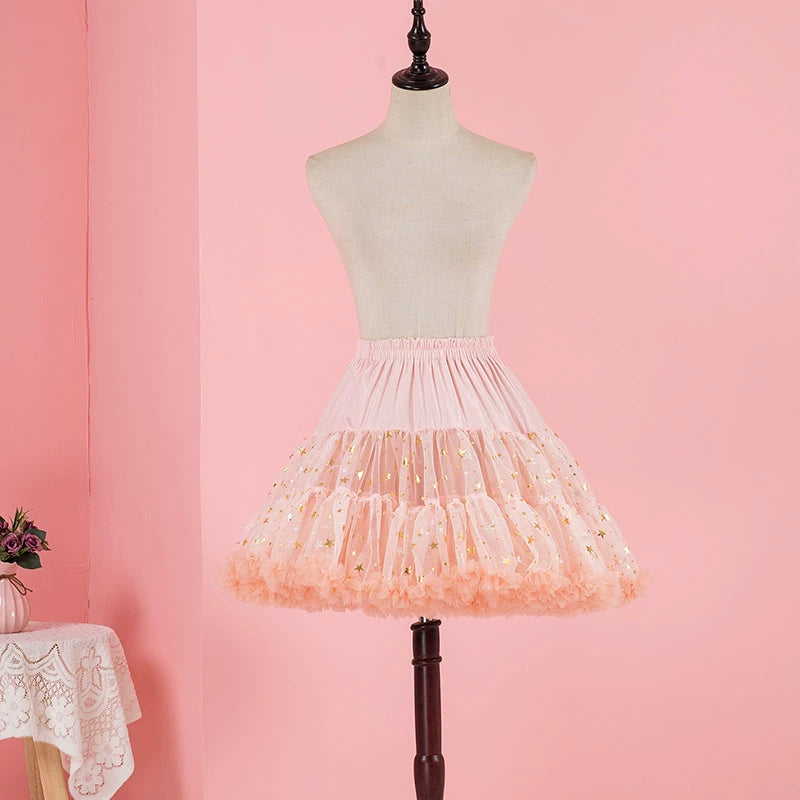 Manyiluo~Sweet Lolita Violent Petticoat Pink Boneless Pannier Free size Pink 