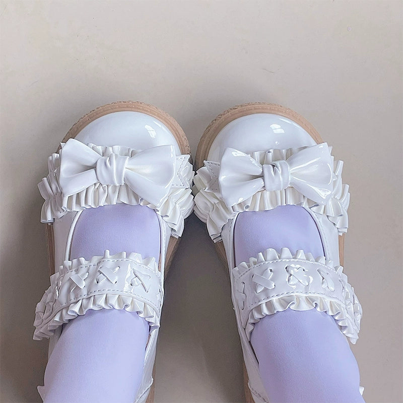 Fairy Godmother~Cute Lolita Shoes Bow Candy-Colored Lolita Flat Shoes   