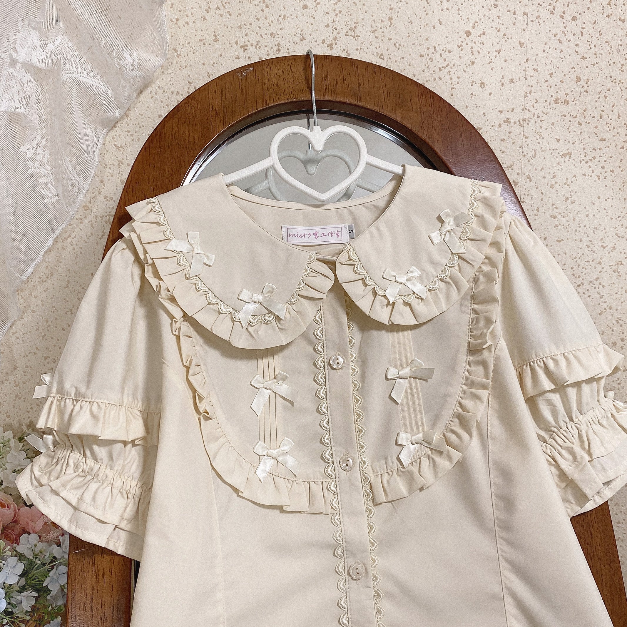 MIST - Creamy Condensed Milk - Kawaii Lolita Shirt Soft Girl Short-sleeved Ivory S