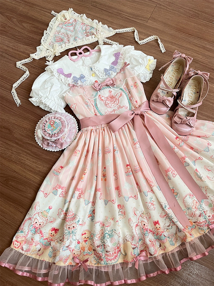 NanShengGe - Sheep Party - Sweet Lolita Jumper Dress Print SK M Pink JSK