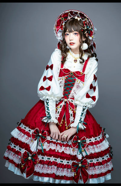 Youpairui~Leicester~Elegant Lolita Red Christmas Headdress   