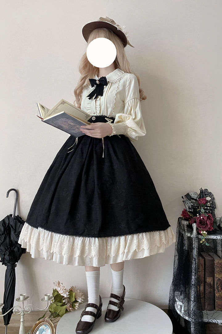 DMFS Lolita~ Sweet Lolita Blouse Vintage Mutton Sleeves Winter Lolita Shirt