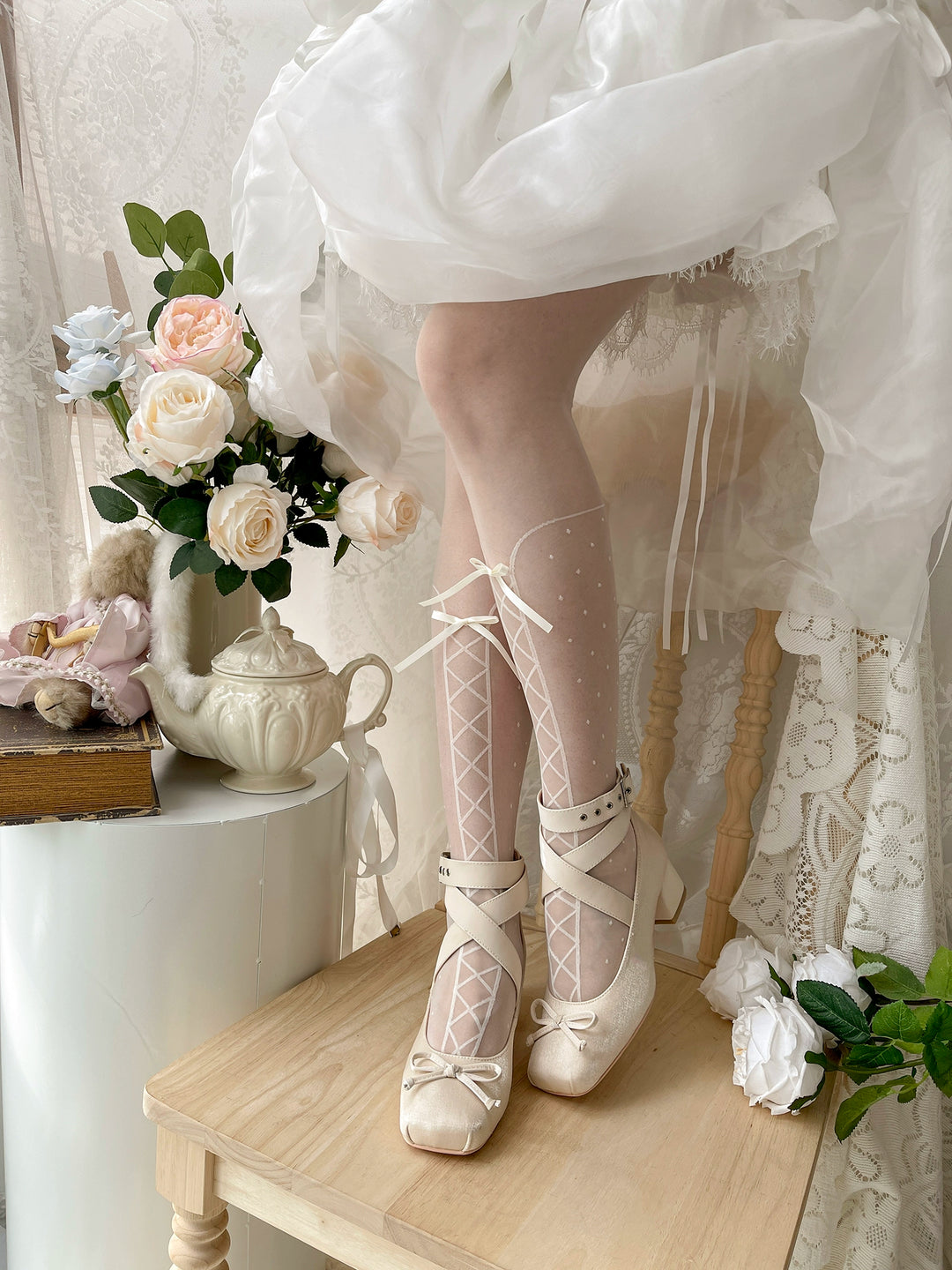 MODO~Elegant Lolita Heels Shoes Square Ballet Shoes