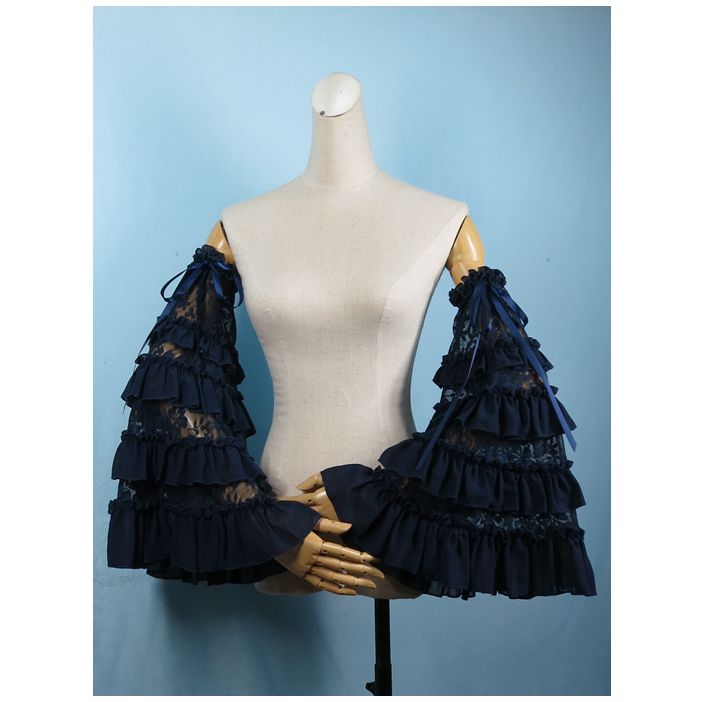 Yami - Elegant Lolita Hime Sleeves Ruffled Chiffon Sleeves Indigo