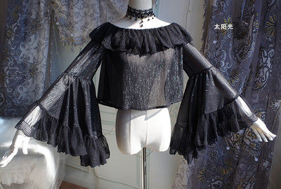 (Buyforme)Fairy Tales~Fate Quartet Bridal Lolita Gothic Accessories Blouse black free size princess sleeve blouse