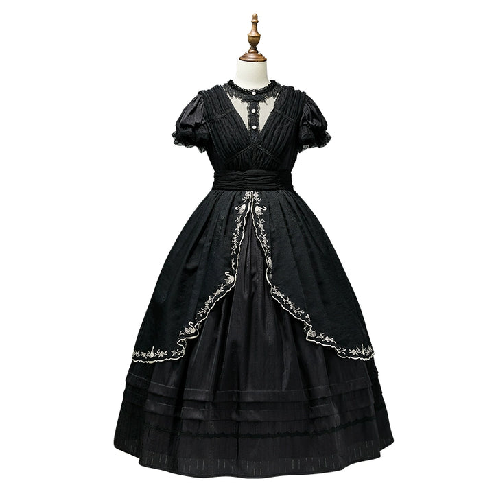 Nuit De Cellophane~Wild Swan~Elegant Lolita Dress Suit with Swan Embroidery (L M S XL XS) 42064:724697