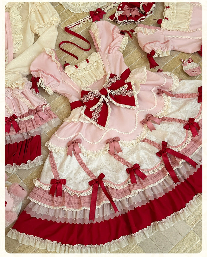 Mademoiselle Pearl~Cup Cake~Sweet Lolita OP Dress Kawaii Lolita JSK SK   