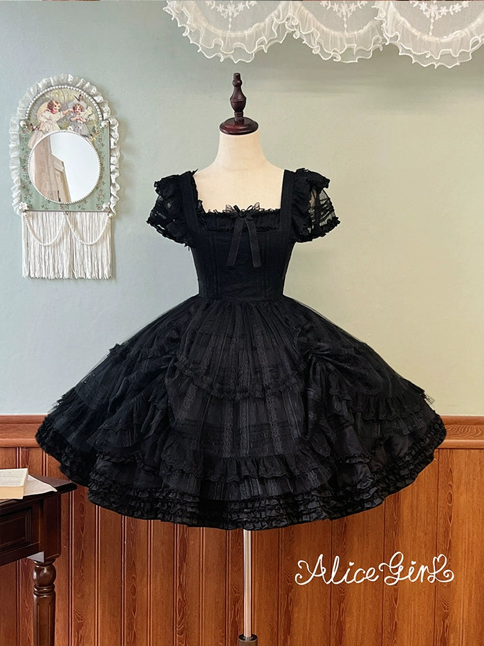 Alice Girl~Elegant Lolita Embroidered Apron with Adjustable Strap 42988:761113